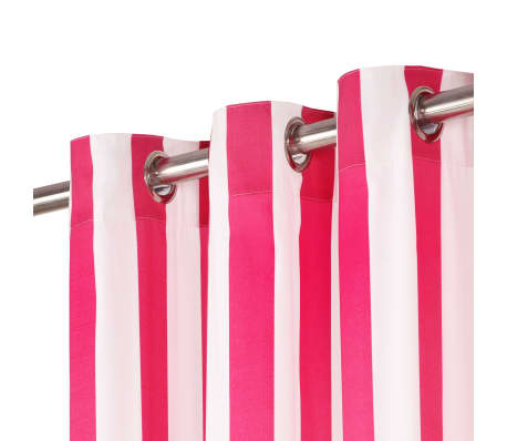 vidaXL Curtains with Metal Rings 2 pcs Fabric 140x225 cm Pink Stripe