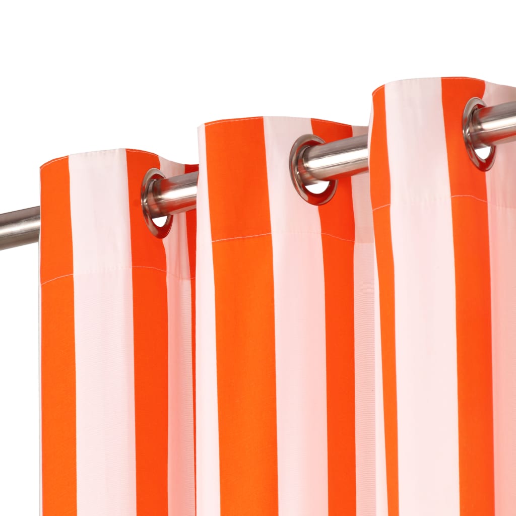 vidaXL Vorhänge mit Metallösen 2 Stk. Stoff 140x225cm Orange Streifen