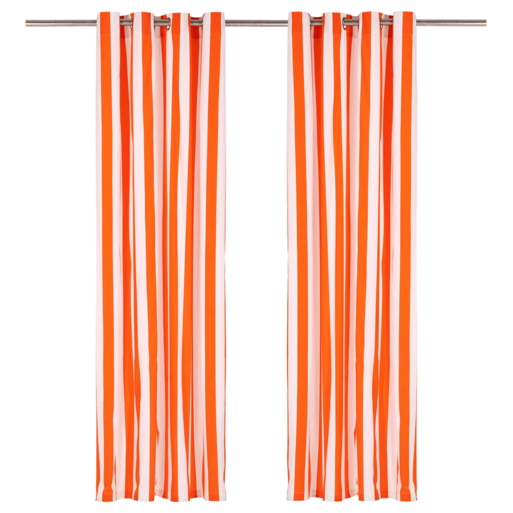 vidaXL Verhot metallirenkailla 2 kpl kangas 140×245 cm oranssi raita