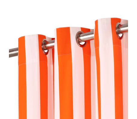vidaXL Завеси с метални халки, 2 бр, плат, 140x245 см, оранжево райе