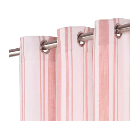 vidaXL gardiner med metalringe 2 stk. 140 x 175 cm bomuld striber pink