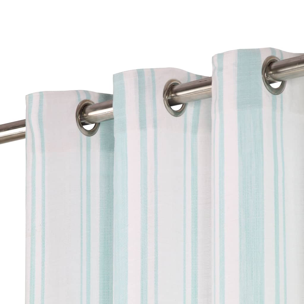 vidaXL Curtains with Metal Rings 2 pcs Cotton 140x175 cm Blue Stripe