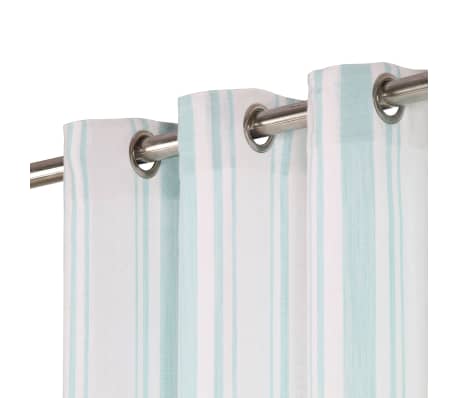 vidaXL Curtains with Metal Rings 2 pcs Cotton 140x175 cm Blue Stripe