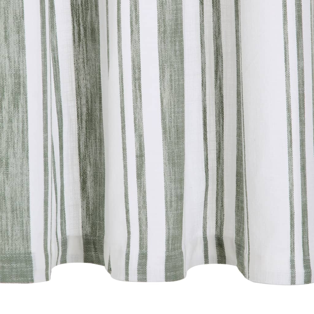 vidaXL Завеси с метални халки, 2 бр, памук, 140x175 см, зелено райе