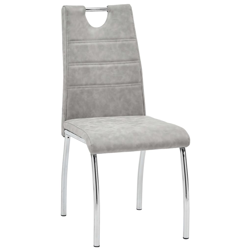 vidaXL Трапезни столове, 2 бр, светлосиви, изкуствена кожа