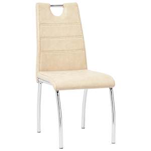 vidaXL Valgomojo kėdės, 2 vnt., kreminės spalvos, dirbtinė oda