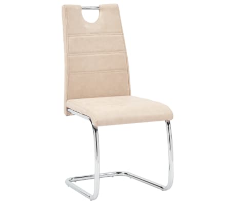 vidaXL Valgomojo kėdės, 4 vnt., kreminės spalvos, dirbtinė oda