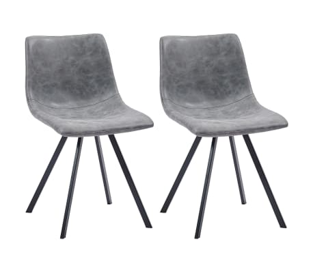 vidaXL Eetkamerstoelen 2 st kunstleer grijs | vidaXL.nl Eetkamerstoelen 2 st kunstleer grijs