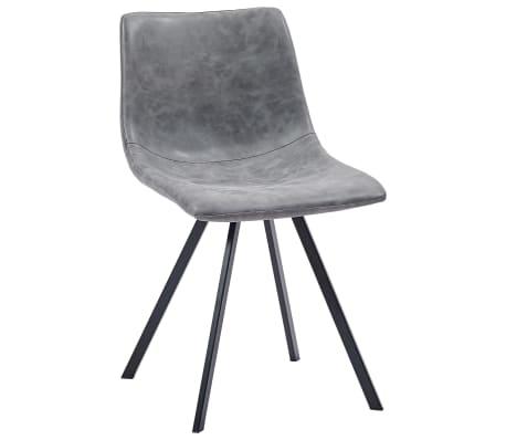 vidaXL Valgomojo kėdės, 4vnt., pilkos spalvos, dirbtinė oda