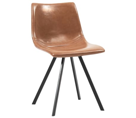 vidaXL virtuves krēsli, 2 gab., konjaka krāsas mākslīgā āda