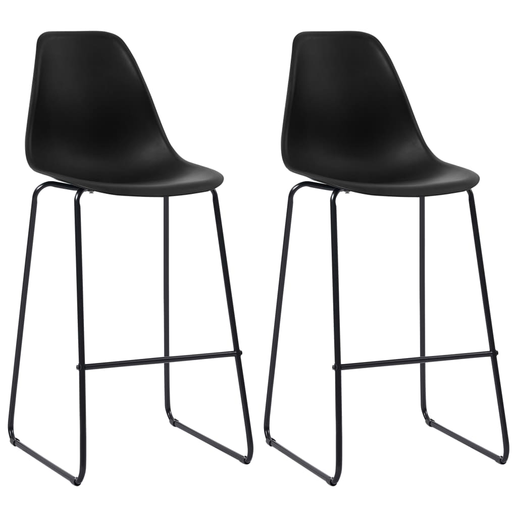 vidaXL Chaises de bar lot de 2 noir plastique