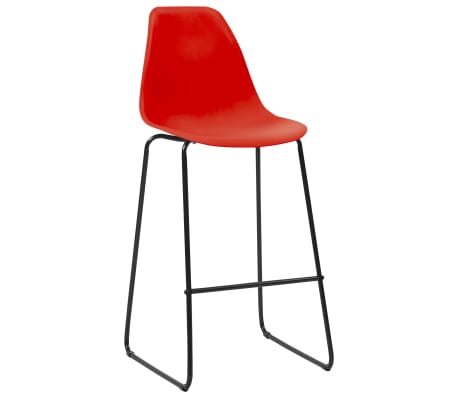 vidaXL Бар столове, 2 бр, червени, пластмаса