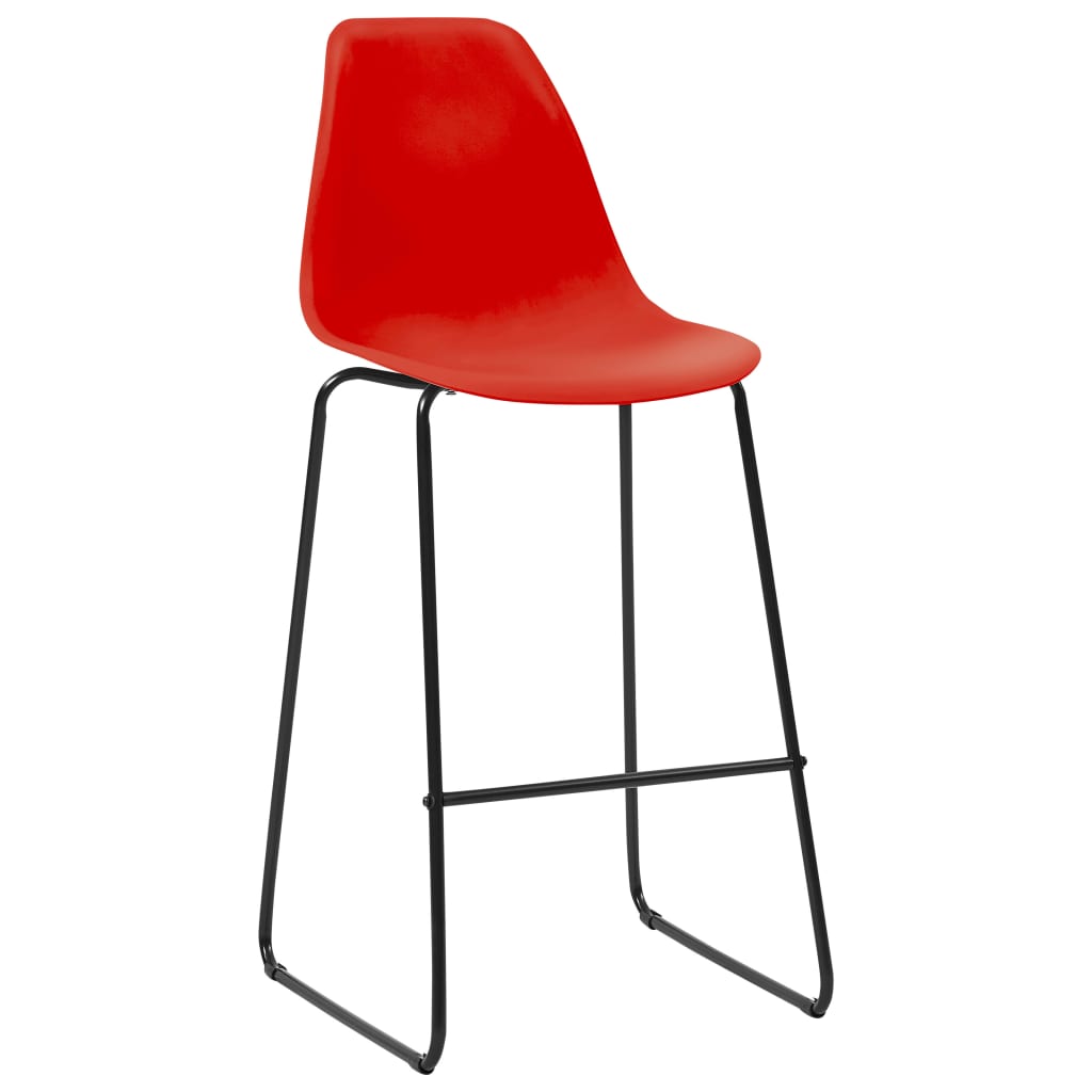 vidaXL Бар столове, 4 бр, червени, пластмаса