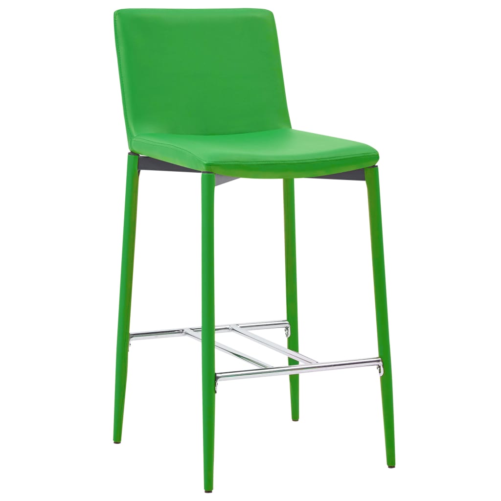 vidaXL Baro kėdės, 2 vnt., žalios spalvos, dirbtinė oda