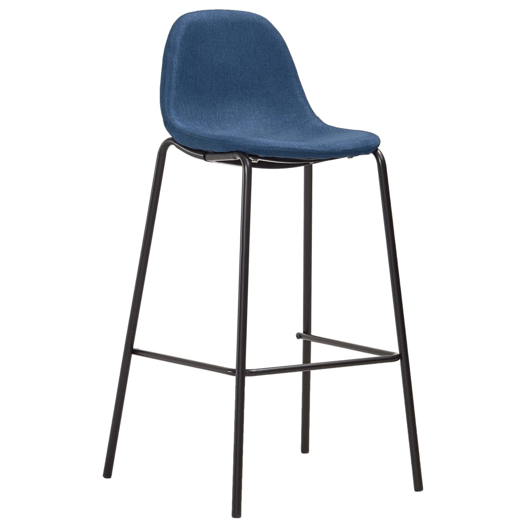 vidaXL Baro kėdės, 4 vnt., mėlynos spalvos, audinys
