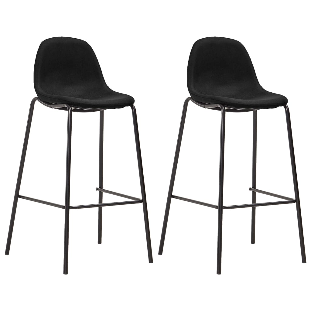 vidaXL Chaises de bar 2 pcs Noir Tissu