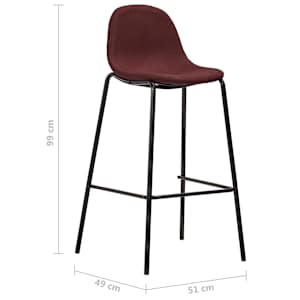 Barové židle 2 ks vínové textil - obrázek 7