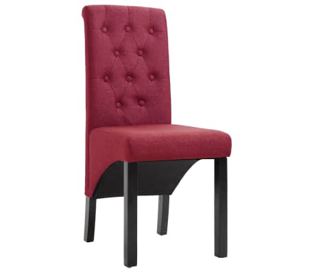 vidaXL Valgomojo kėdės, 6 vnt., raud. vyno spalvos, audinys