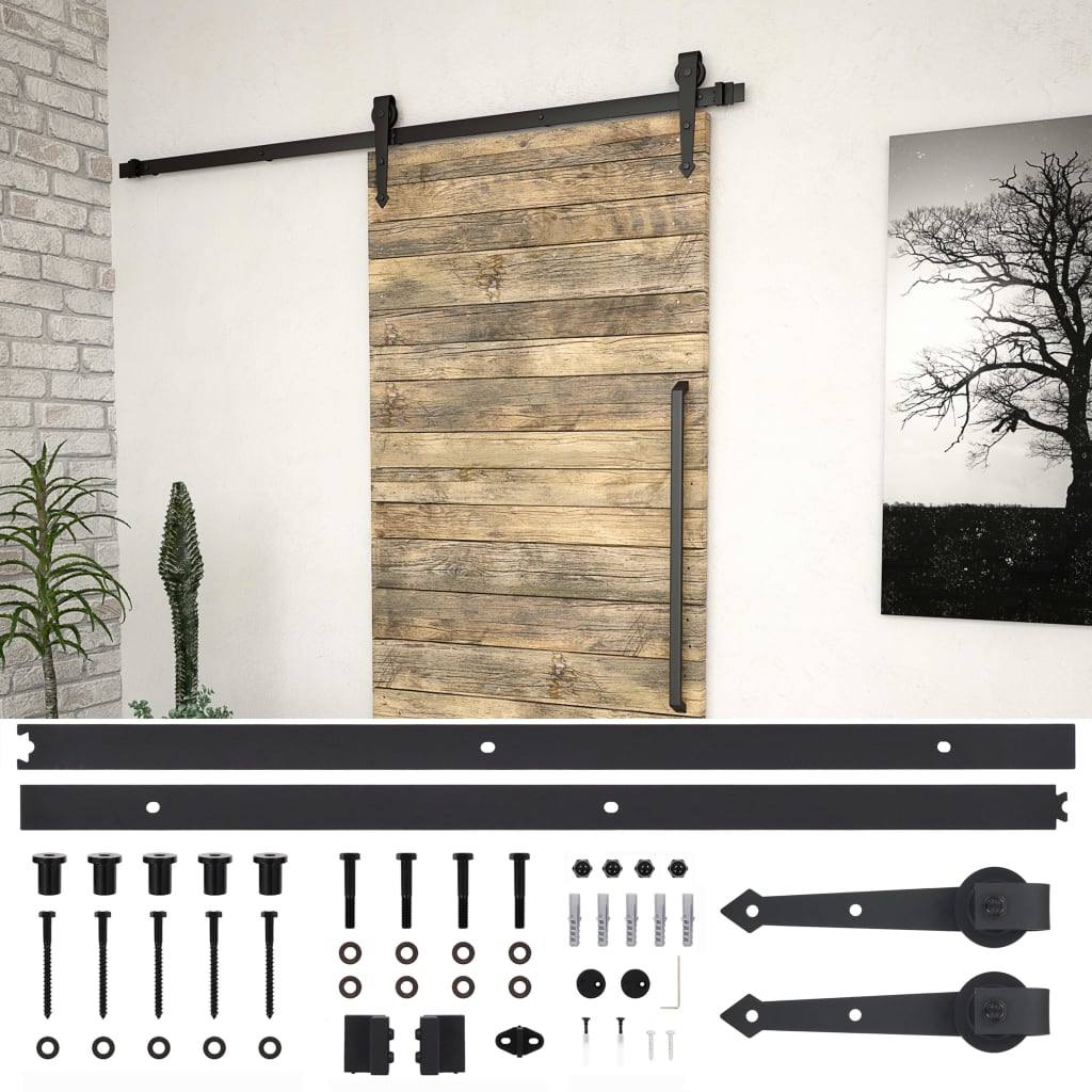vidaXL Set feronerie pentru uși glisante SKIEN, negru, 200 cm, oțel