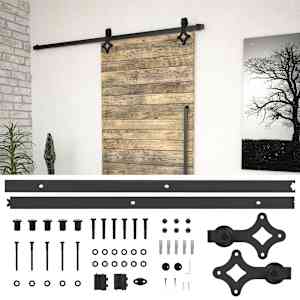 Komplet opreme za drsna vrata SKIEN 183 cm jeklo črne barve