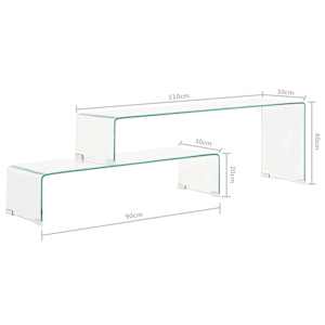 2dílný konferenční stolek 90x30x20 / 110x30x40 cm tvrzené sklo - obrázek 5