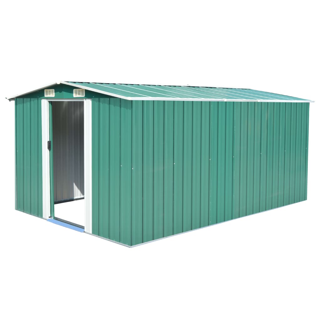 

vidaXL Garden Shed 101.2"x154.3"x71.3" Metal Green