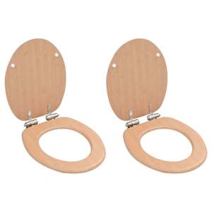 Deske za WC školjko s počasnim zapiranjem 2 kosa MDF bambus