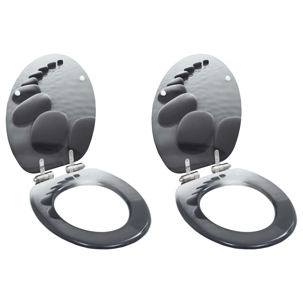 vidaXL Toilettensitze 2 Stk. mit Soft-Close-Deckel MDF Stein-Design