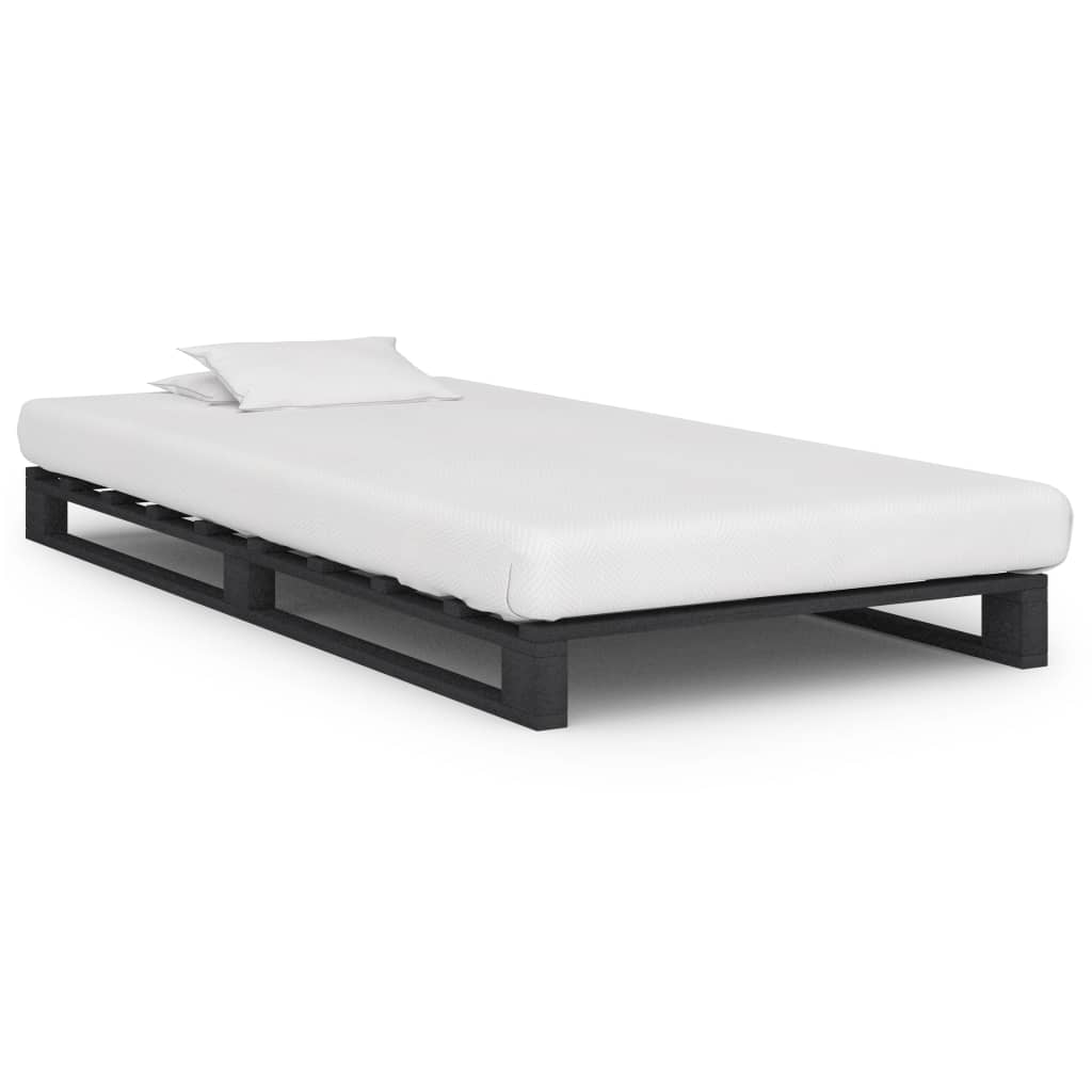 vidaXL Cadru de pat din paleți, gri, 100 x 200 cm, lemn masiv de pin vidaXL imagine 2022