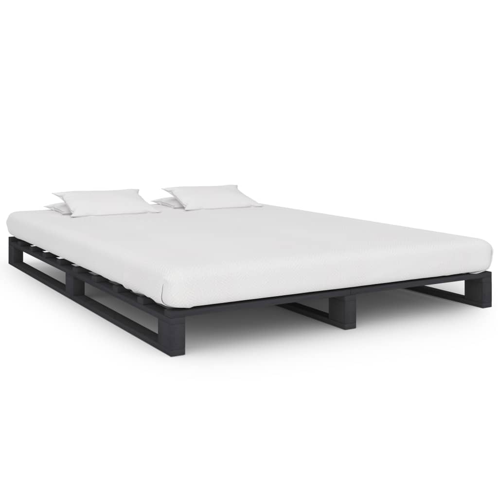 vidaXL Cadru de pat din paleți, gri, 120 x 200 cm, lemn masiv de pin