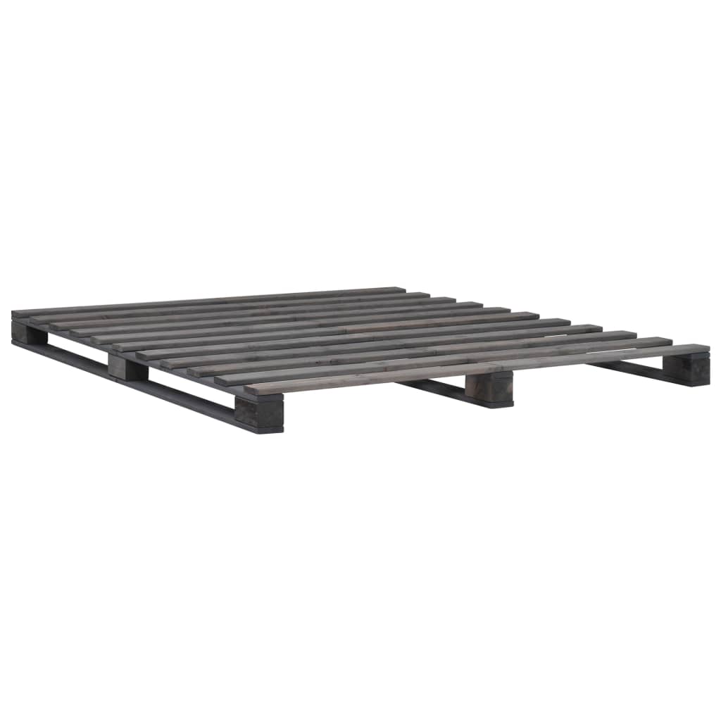 vidaXL Bedframe pallet massief grenenhout grijs 180x200 cm afbeelding