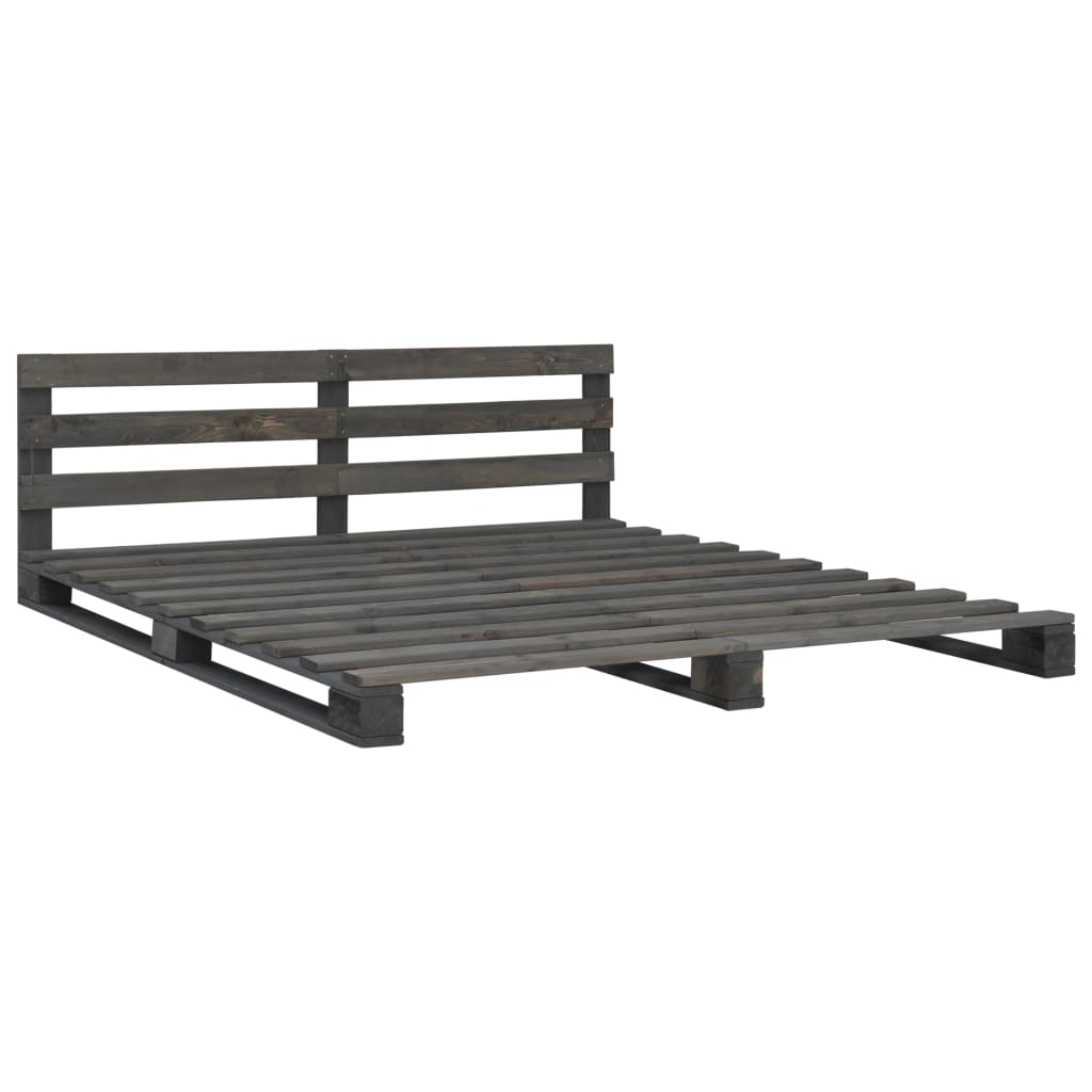 

vidaXL Bedframe pallet massief grenenhout grijs 160x200 cm