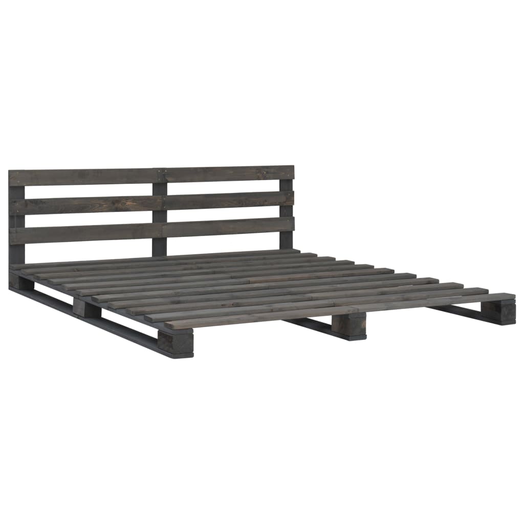 

vidaXL Bedframe pallet massief grenenhout grijs 180x200 cm