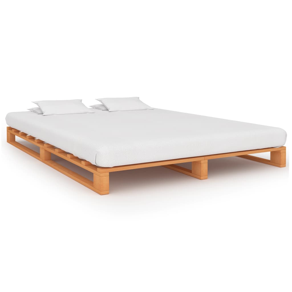 vidaXL Cadru de pat din paleți, maro, 140x200 cm, lemn masiv de pin vidaxl.ro