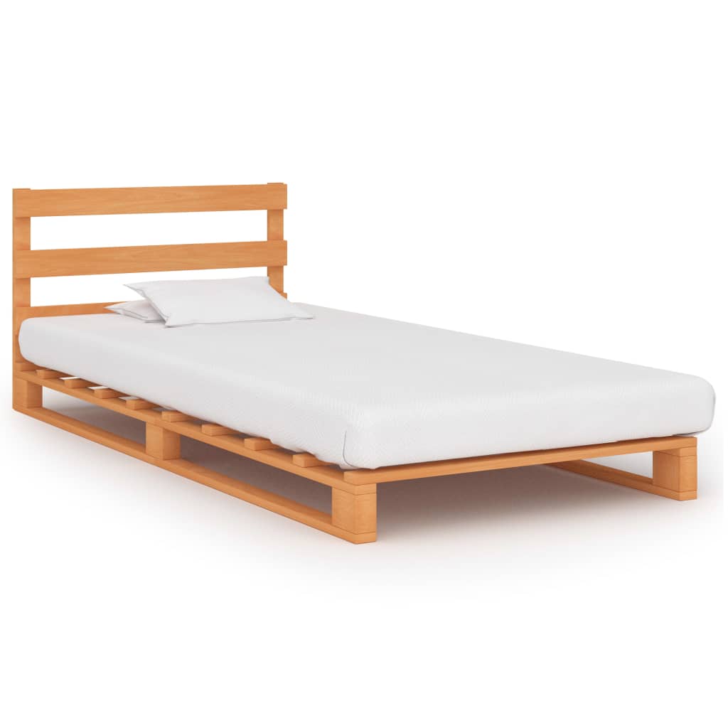 vidaXL Cadru de pat din paleți, maro, 90 x 200 cm, lemn masiv de pin vidaXL imagine 2022
