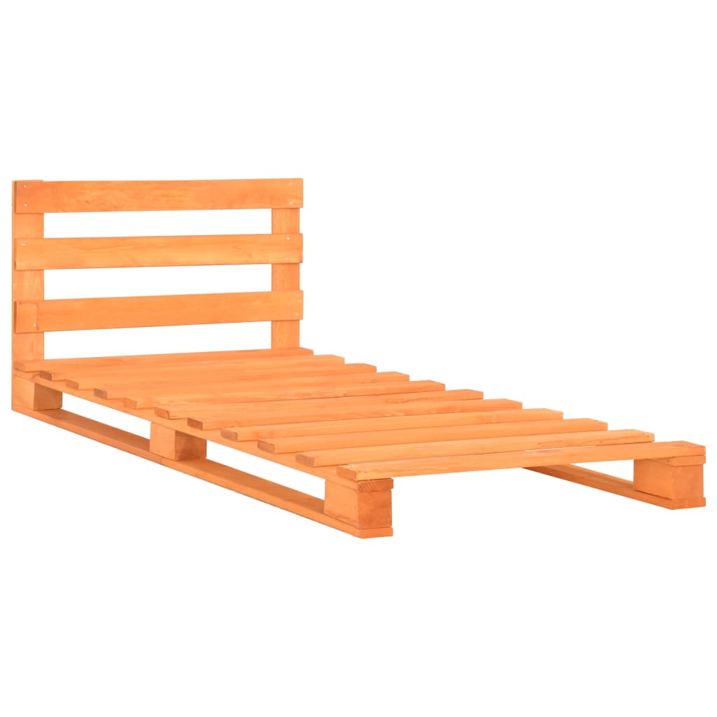 vidaXL Cadru de pat din paleți, maro, 90 x 200 cm, lemn masiv de pin