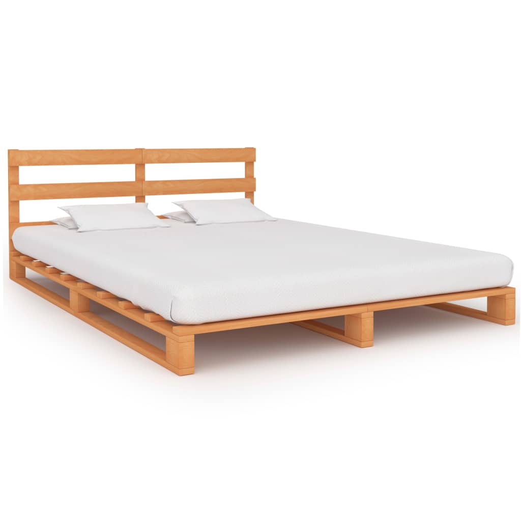 vidaXL Cadru de pat din paleți, maro, 200×200 cm, lemn masiv de pin vidaXL
