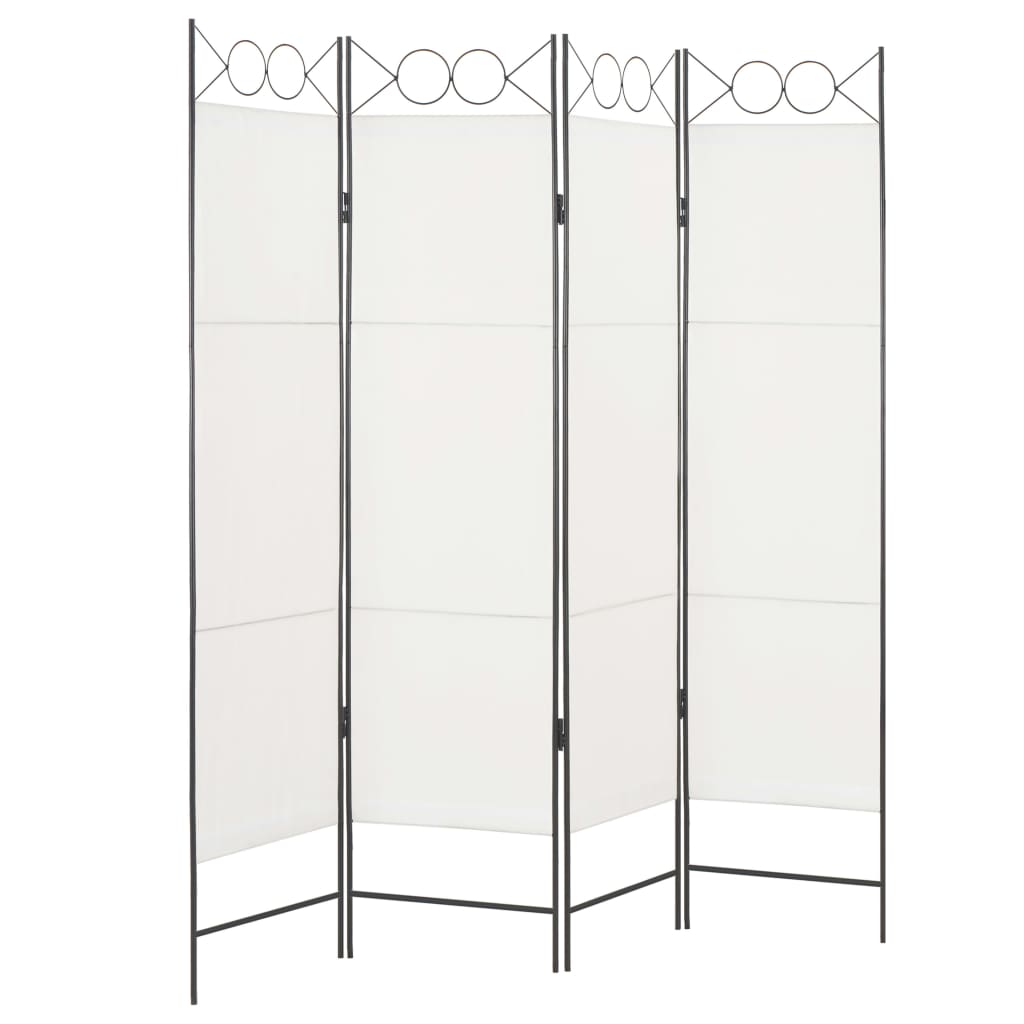 vidaXL Biombo divisor de 4 paneles de tela blanco 160x180 cm