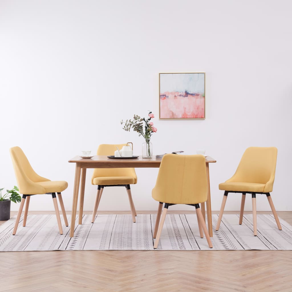 Jídelní židle 4 ks žluté textil