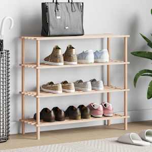 Stojalo za čevlje 4-nadstropno trden les jelke