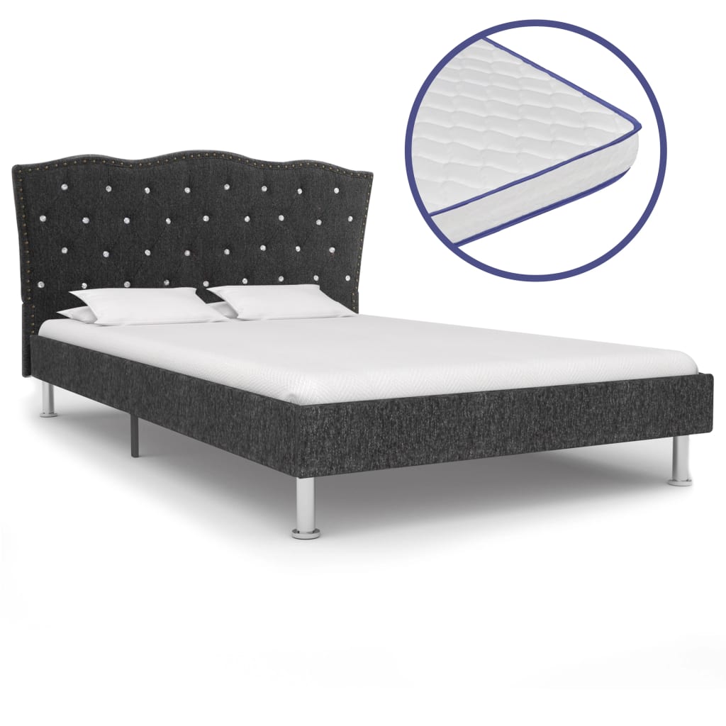 vidaXL Bed met traagschuim matras stof donkergrijs 140×200 cm