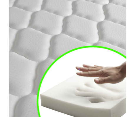 vidaXL seng med madras i memoryskum 140 x 200 cm stof beige