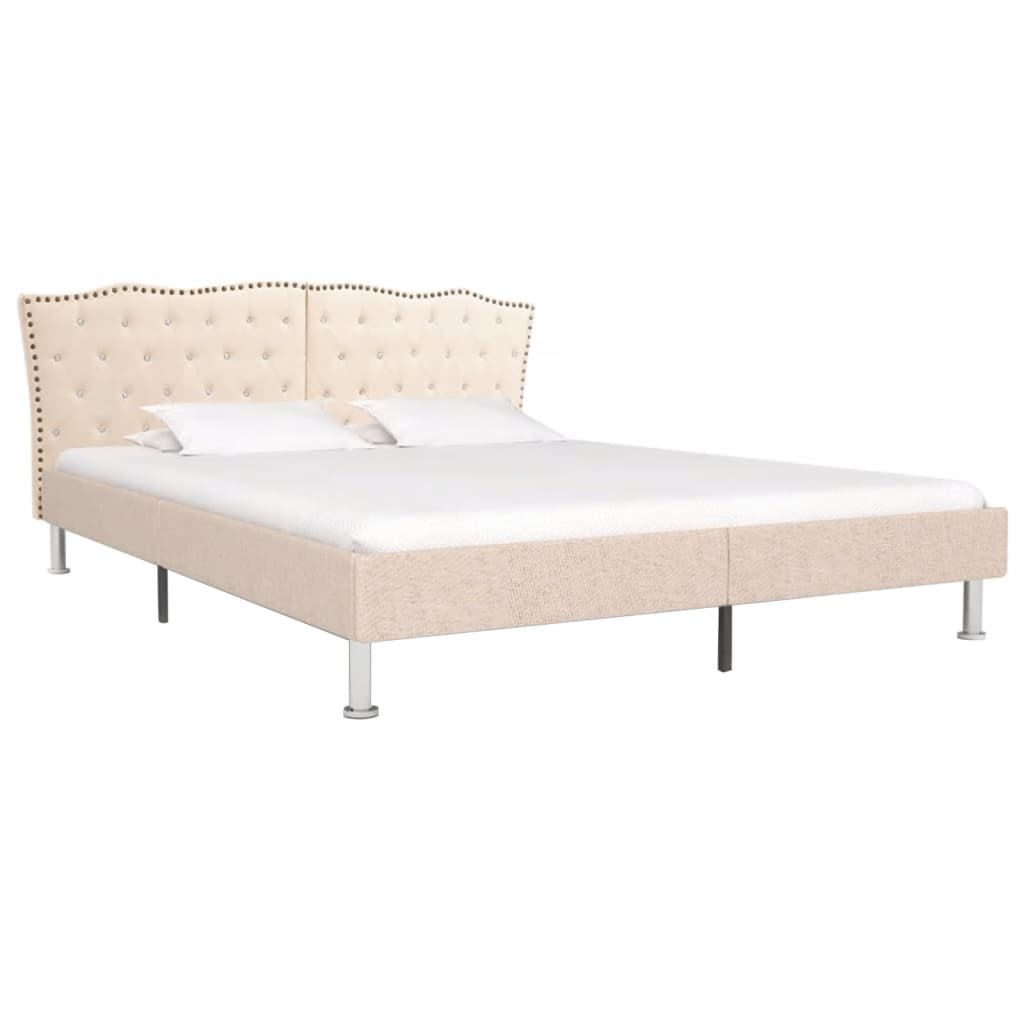 vidaXL seng med madras i memoryskum 180 x 200 cm stof beige