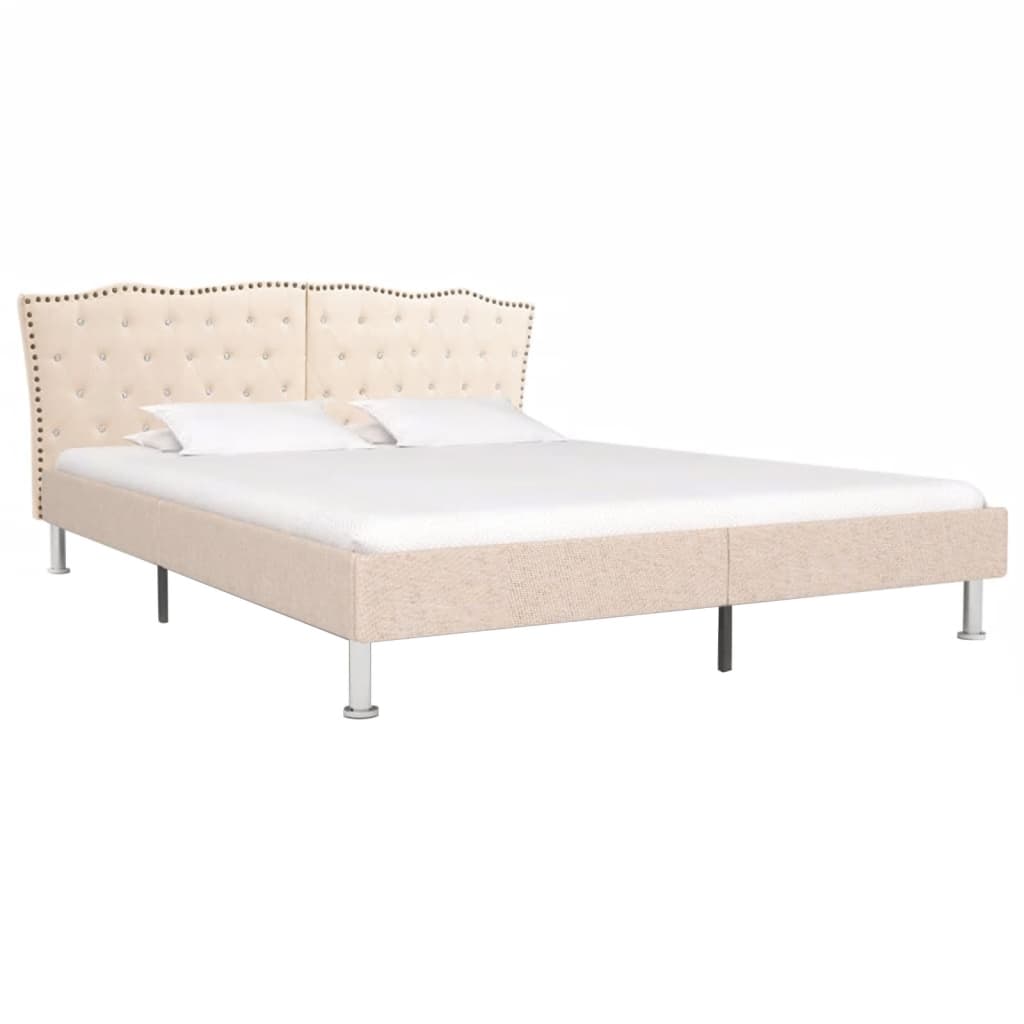 

vidaXL Bed met traagschuim matras stof beige 180x200 cm
