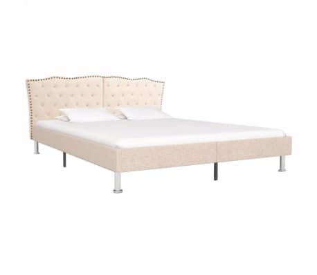 vidaXL seng med madras i memoryskum 180 x 200 cm stof beige