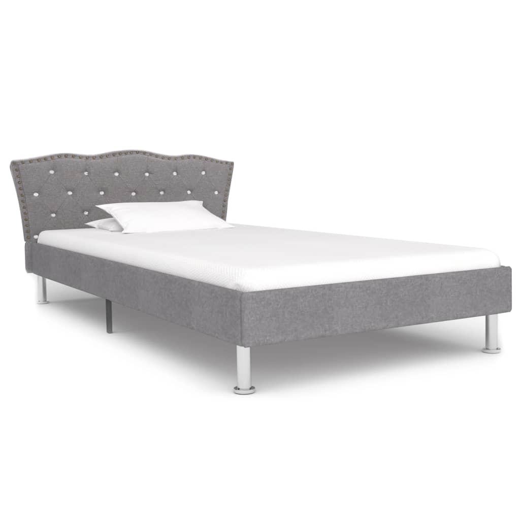 

vidaXL Bed met traagschuim matras stof lichtgrijs 90x200 cm