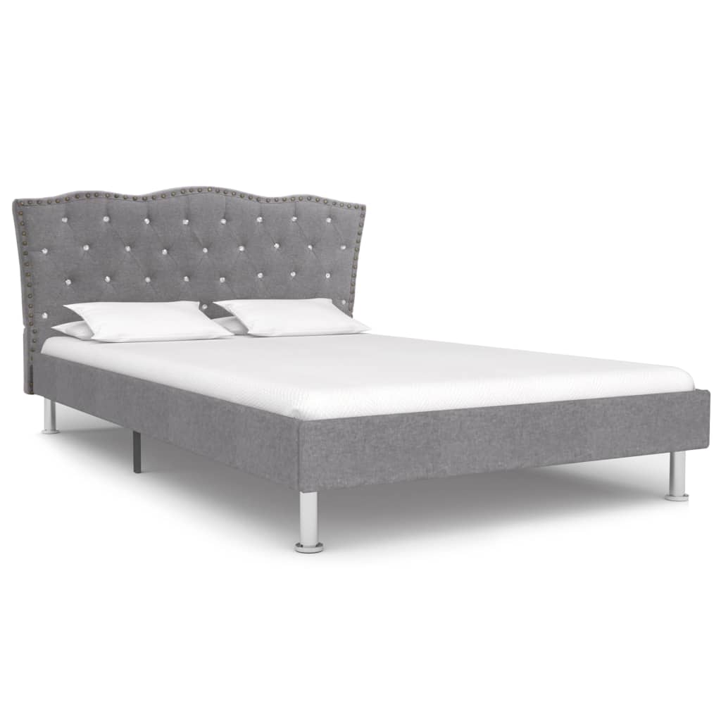 

vidaXL Bed met traagschuim matras stof lichtgrijs 120x200 cm