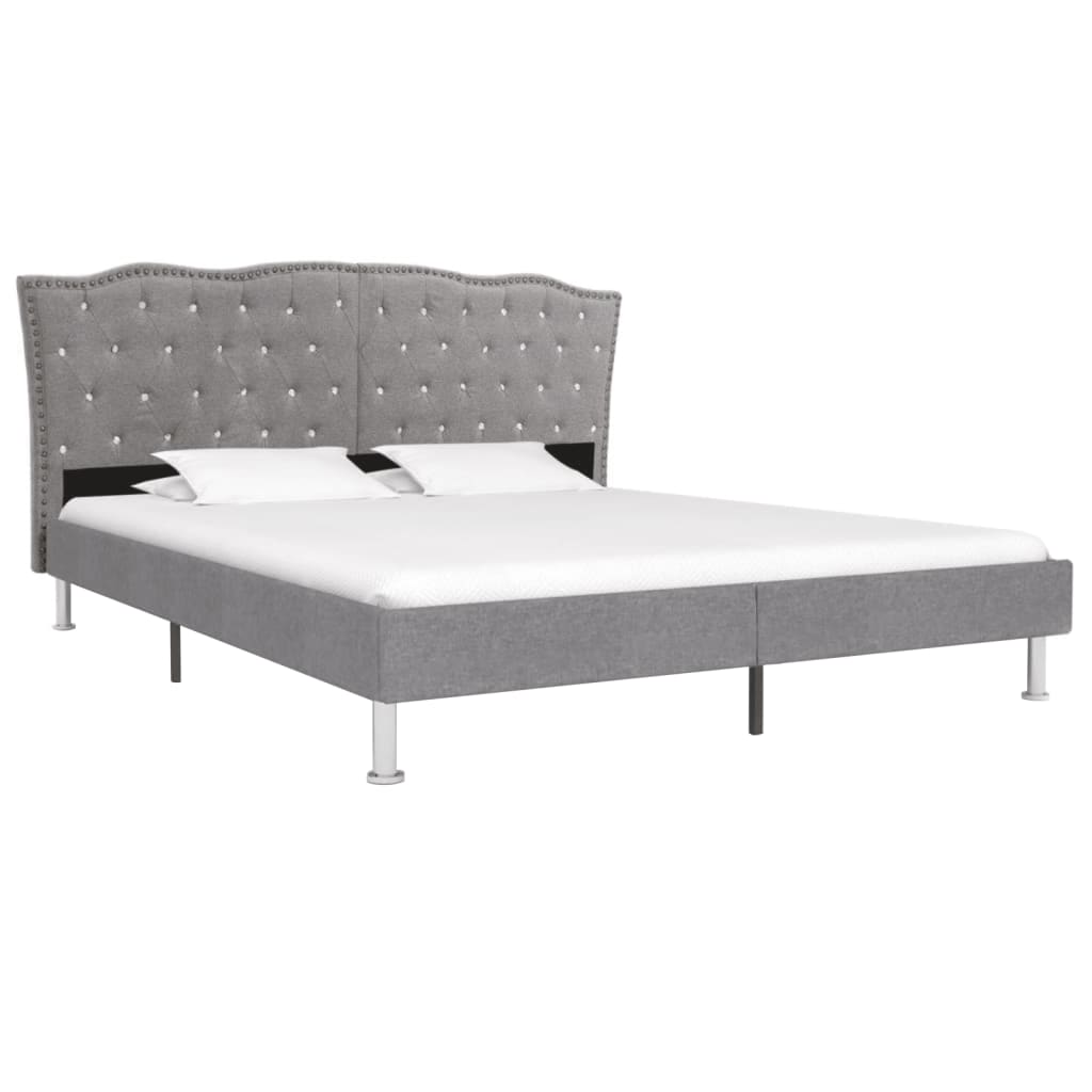 vidaXL Cama con colchón viscoelástico tela gris claro 180x200 cm