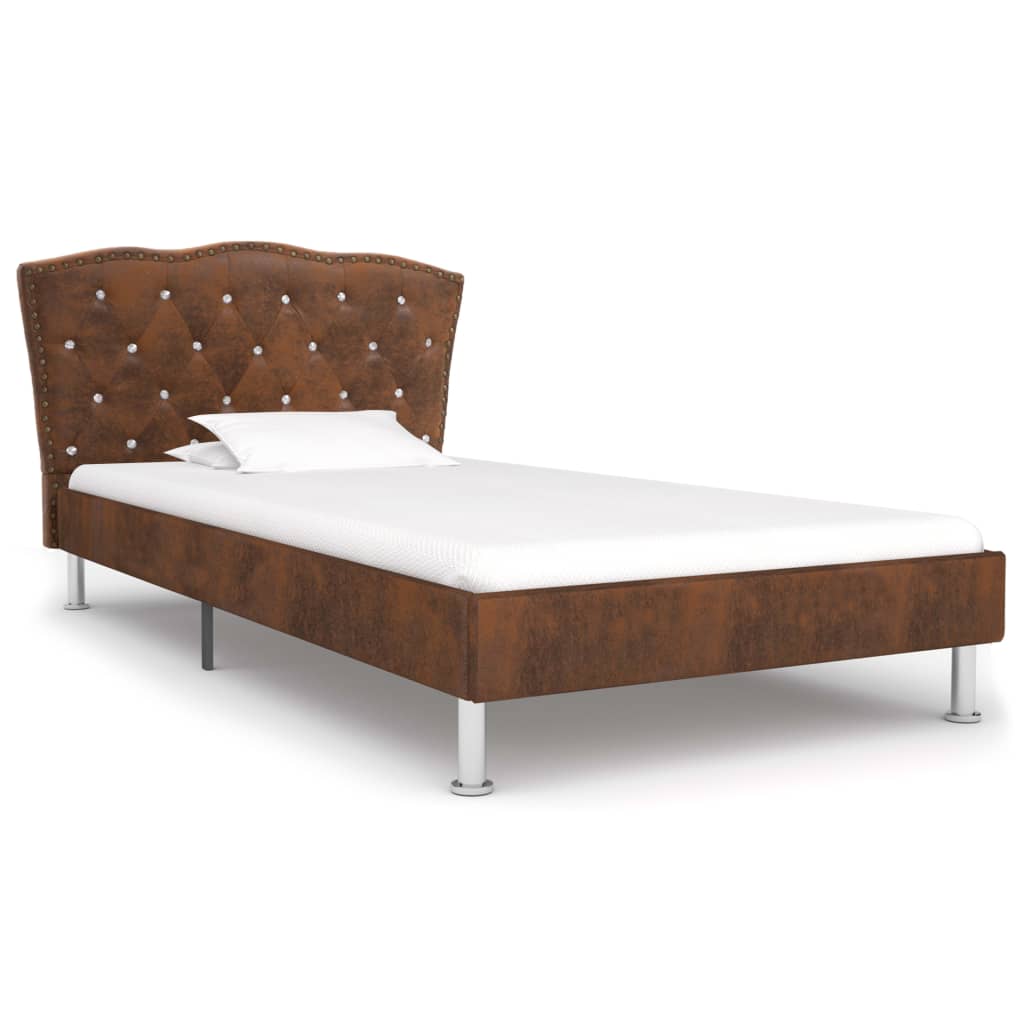 

vidaXL Bed met traagschuim matras stof bruin 90x200 cm