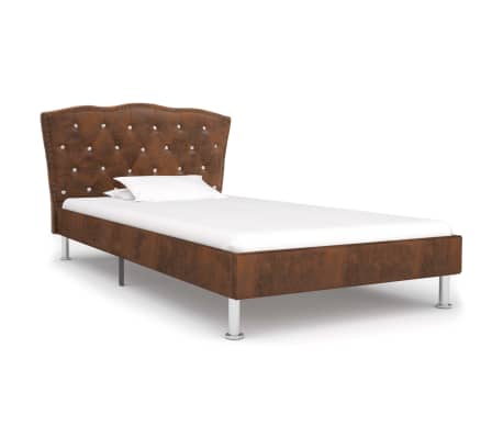 vidaXL Cama con colchón viscoelástico tela marrón 90x200 cm